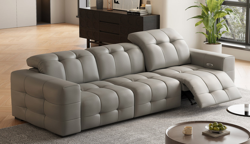 欧瑞仕 意式极简 零靠墙电动功能沙发 进口头层黄牛皮 头等舱云端0压坐感 一键启停随时躺平 人体工学零悬空超贴合 舒适倚靠分区承托 定制“沉浸式”释压体验 俄罗斯落叶松实木框架 左功能位真皮沙发