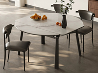 欧瑞仕 极简风格 细腻通透卡里冰玉微晶石 伸缩功能桌面切换自如方圆两用 流线型设计灵活解锁N种场景 多户型适配省空间 微倾坚实稳固实木腿 1.3米 伸缩跳台多功能餐桌