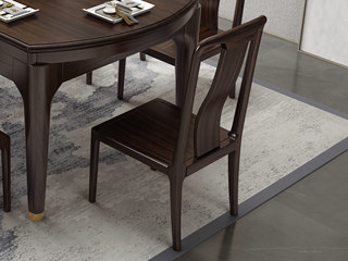  新中式 进口乌金木 曲线靠背舒适有型 乌金色 餐椅（单把价格 需双数购买 单数不发货）