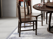 檀雅居 新中式 进口乌金木 镂空鱼鳞纹装饰 乌金色 餐椅（单把价格 需双数购买 单数不发货）