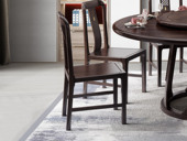 檀雅居 新中式 进口乌金木 镂空鱼鳞纹装饰 乌金色 餐椅（单把价格 需双数购买 单数不发货）