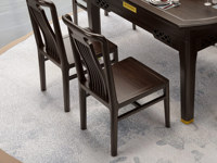 檀雅居 新中式 进口乌金木 镂空竖线透气靠背 乌金色 餐椅（单把价格 需双数购买 单数不发货）