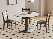 罗曼仕 极简风格 细腻顺滑白色岩石岩板 北美进口白蜡木 纤细桌腿宽阔空间 1.1米餐桌