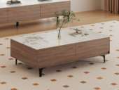 歌迪 极简风格 细腻柔滑香奈儿亮光岩板 方正简约外形 多抽屉大容量储物 精细分区收纳 宽敞置物台面 1.3米茶几