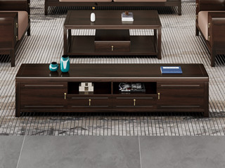  新中式 传家之选 进口乌金木 1.8米 乌金色 电视柜