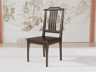  新中式 传家之选 进口乌金木 乌金色  餐椅（单把价格 需双数购买 单数不发货）