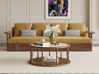 梵木悦语 中古风 进口红斑马 亲肤透气舒适雪尼尔绒布 大容量储物抽屉增加收纳体验 高密度高回弹海绵 抽屉款 四人位直排沙发（腰枕样式随机）