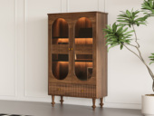 梵木悦语 中古风 进口红斑马 质感柔润纹理自然 竖纹嵌合抽面造型 透亮易清洁玻璃 餐边柜（不含灯带）