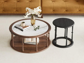  中古风 进口红斑马 质感柔润纹理自然 细腻顺滑岩板 设计感开放式留白展示层 1.0米 茶几组合