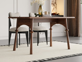 梵木悦语 中古风 进口红斑马 质感柔润纹理自然 独特拱形与圆润柱脚结合 大板桌面 1.38米 餐桌