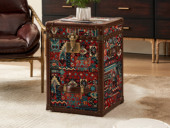 汉森庄园 英伦风 设计感波西米亚布艺 复古铆钉点缀 大容量储物箱角几