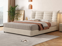 罗曼仕 现代简约 奶油系慵懒风-毛毛虫软床 猫抓布+高密度海绵+实木框架 米白色 1.8*2.0米床（搭配10公分松木排骨架）