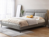 罗曼仕 现代简约 奶油风 头层牛皮+高密度海绵+实木框架 浅灰色 1.5*2.0米真皮床（搭配10公分松木排骨架 图片为布艺，此配置为真皮）