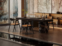 一方茶居 意式极简 书逸茶台 加厚100MM实木台面 宝格丽岩板全包裹实木脚架 2.4米茶台（不含茶盘茶车）（超大件商品，请确认能否进入电梯或楼道）