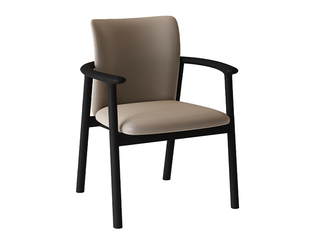  意式极简 主椅 精选进口天然白蜡木 优质皮艺座包 开放黑 茶椅（实木纹理自然生成 每一块木材纹理、颜色天然独一无二）