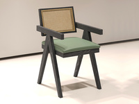 一方茶居 现代轻奢 客椅 进口白蜡木框架+藤编材质+优质皮艺座包  茶椅