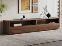 忆宋风华 宋式美学 远山电视柜 高品级北美进口白蜡木 连绵起伏山影造型 科学储物分区细致收纳 2.0米 胡桃色 电视柜