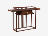 檀影轩 新中式 进口乌金木 纹理自然温润 格栅式设计 带抽屉便捷储物 装饰围边防掉落 黑檀色 1.25米 玄关