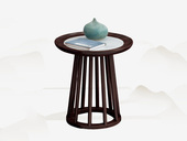 檀影轩 新中式 进口乌金木 纹理自然温润 细腻柔滑岩板 镂空实木脚 稳固结实 黑檀色 角几