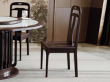 檀影轩 新中式 进口乌金木 纹理自然温润 T字型靠背竖线纹理 五金装饰点缀 黑檀色 餐椅（单把价格 需双数购买 单数不发货）