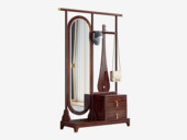 檀影轩 新中式 进口乌金木 纹理自然温润 雅致琵琶造型 多元收纳空间 实木穿衣镜+衣帽架一体组合 1.2米 衣帽架