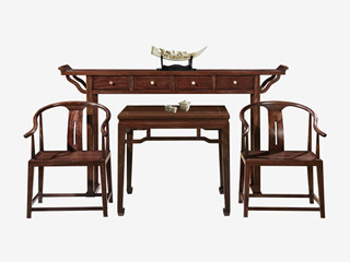  新中式 进口乌金木 纹理自然温润 传统飞檐桌角 2.0米 玄关