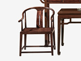 檀影轩 新中式 进口乌金木 纹理自然温润 弧度设计贴合人体曲线 圆润弧形围边扶手 黑檀色 茶椅