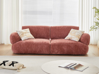  奶油风 蜗牛沙发 五星级亲肤雪尼尔面料 功能靠背随意调节坐深 黄金坐感高回弹紫罗兰海绵  自由模块组合适配各种户型 2.6米 直排三人位沙发(标配两个沙发同材质羽绒抱枕)