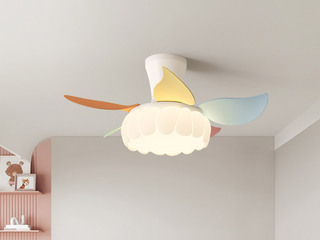 【包邮】 现代简约风格 铁材+ABS+PE滚塑 客厅卧室系列 ZYS3030彩色-吸顶款-离线语音+遥控 彩色 风扇灯(含光源 48W)（内蒙古，新疆，西藏，青海，甘肃、宁夏等地区不包邮 运费请咨询客服)