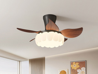 【包邮】 现代简约风格 铁材+ABS+PE滚塑 客厅卧室系列 ZYS3030胡桃-吸顶款-三色+遥控 胡桃 风扇灯(含光源 48W)（内蒙古，新疆，西藏，青海，甘肃、宁夏等地区不包邮 运费请咨询客服)