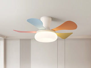 【包邮】 现代简约风格 铁材+ABS+PE滚塑 客厅卧室系列 ZYS3031彩色-吸顶款-离线语音+遥控 彩色 风扇灯(含光源 38W)（内蒙古，新疆，西藏，青海，甘肃、宁夏等地区不包邮 运费请咨询客服)