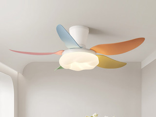 【包邮】 现代简约风格 铁材+ABS+PE滚塑 客厅卧室系列 ZYS3032彩色-吸顶款-三色+遥控 彩色 风扇灯(含光源 38W)（内蒙古，新疆，西藏，青海，甘肃、宁夏等地区不包邮 运费请咨询客服)