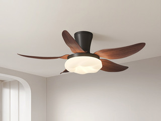 【包邮】 现代简约风格 铁材+ABS+PE滚塑 客厅卧室系列 ZYS3032胡桃-吸顶款-离线语音+遥控 胡桃 风扇灯(含光源 38W)（内蒙古，新疆，西藏，青海，甘肃、宁夏等地区不包邮 运费请咨询客服)