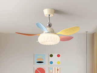 【包邮】 现代简约风格 铁材+ABS+PE滚塑 客厅卧室系列 ZYS3034彩色-吊灯款-离线语音+遥控 彩色 风扇灯(含光源 48W)（内蒙古，新疆，西藏，青海，甘肃、宁夏等地区不包邮 运费请咨询客服)