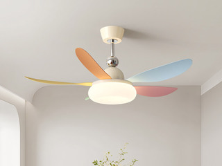 【包邮】 现代简约风格 铁材+ABS+PE滚塑 客厅卧室系列 ZYS3035彩色-吊灯款-离线语音+遥控 彩色 风扇灯(含光源 48W)（内蒙古，新疆，西藏，青海，甘肃、宁夏等地区不包邮 运费请咨询客服)