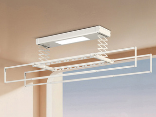 【包送装】 JOMOO 现代简约 语音遥控 大屏照明静音电机 感应晾杆伸缩四杆 记忆高度轻抬上升 奶白色 智能晾衣机（内蒙古，新疆，西藏，青海，宁夏等地区不包邮）