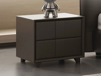 欧瑞仕 意式极简 全实木柜体+橡木抽屉 优质扪皮  床头柜