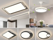 【包邮】格美灯饰 现代简约 铁+亚克力 客厅卧室系列 全屋套餐XY0266黑-三室两厅-三色变光 黑色 三室两厅(含光源 LED贴片)（内蒙古，新疆，西藏，青海，甘肃、宁夏等地区不包邮 运费请咨询客服）