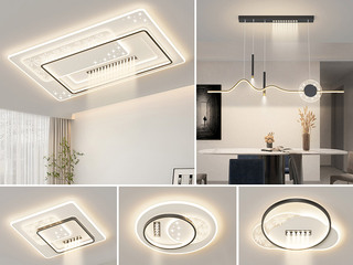 【包邮】 现代简约 铁+亚克力 客厅卧室系列 全屋套餐XY0230黑-三室两厅-三色变光 黑色 三室两厅(含光源 LED贴片)（内蒙古，新疆，西藏，青海，甘肃、宁夏等地区不包邮 运费请咨询客服）