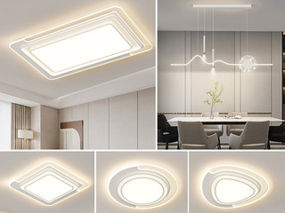 【包邮】 现代简约 铁+亚克力 客厅卧室系列 全屋套餐XY0221白-三室两厅-三色变光 白色 三室两厅(含光源 LED贴片)（内蒙古，新疆，西藏，青海，甘肃、宁夏等地区不包邮 运费请咨询客服）