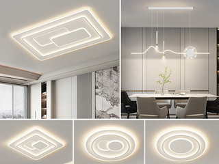 【包邮】 现代简约 铁+亚克力 客厅卧室系列 全屋套餐XY0223白-三室两厅-三色变光 白色 三室两厅(含光源 LED贴片)（内蒙古，新疆，西藏，青海，甘肃、宁夏等地区不包邮 运费请咨询客服）