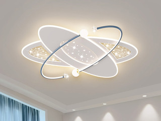 【包邮】 现代简约 铁+亚克力 客厅卧室系列 全屋套餐XY0203蓝-两室两厅-三色变光 蓝色 两室两厅(含光源 LED贴片)（内蒙古，新疆，西藏，青海，甘肃、宁夏等地区不包邮 运费请咨询客服）