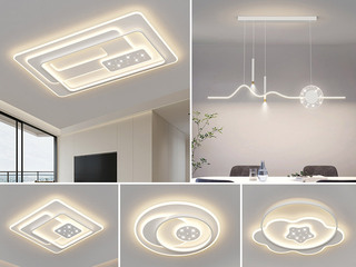 【包邮】 现代简约 铁+亚克力 客厅卧室系列 全屋套餐XY0178白-三室两厅-三色变光 白色 三室两厅(含光源 LED贴片)（内蒙古，新疆，西藏，青海，甘肃、宁夏等地区不包邮 运费请咨询客服）