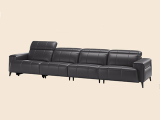  顾家家居旗下轻时尚品牌 极简风格 贝多芬真皮功能沙发 严选奢华质感头层牛皮 饱满起伏钢琴键靠背造型 翻折靠头设计躺卧随心 宽厚扶手自然承托 右功能位 大五人位沙发