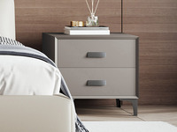 【全面升级】 欧瑞仕 意式极简 全实木柜体+静音防夹手缓冲滑轨+平整圆润裥棉柜体+松木抽屉 扪皮 床头柜