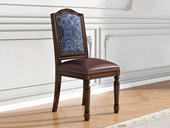 菲利克斯 经典美式风格 高品级南美进口黑胡桃木 细腻头层牛皮 铆钉沿边点缀 高回弹高密度海绵 餐椅（单把价格 需双数购买 单数不发货）