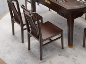 檀雅居 新中式 进口乌金木 镂空竖线透气靠背 红檀色  餐椅（单把价格 需双数购买 单数不发货）