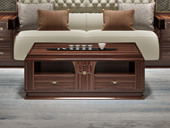 云柚居 新中式  自然清晰实木纹理 弧形装饰开放格 多元储物空间 全落地式稳固结构 1.2米 茶几