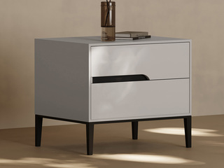  极简风格 经典双抽大容量科学储物 坚固耐用碳素钢脚 高质静音导轨 左款 床头柜