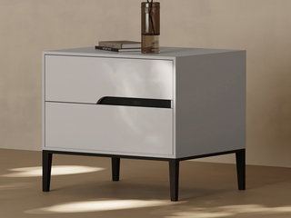  极简风格 经典双抽大容量科学储物 坚固耐用碳素钢脚 高质静音导轨 右款 床头柜